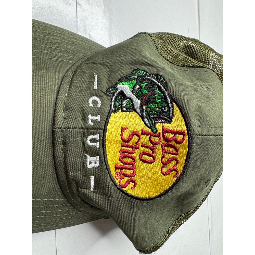 Bass Pro Shops Club Trucker Hat Olive Green Mesh Snapback Fishing Cap Mens OSFM - Picture 2 of 4